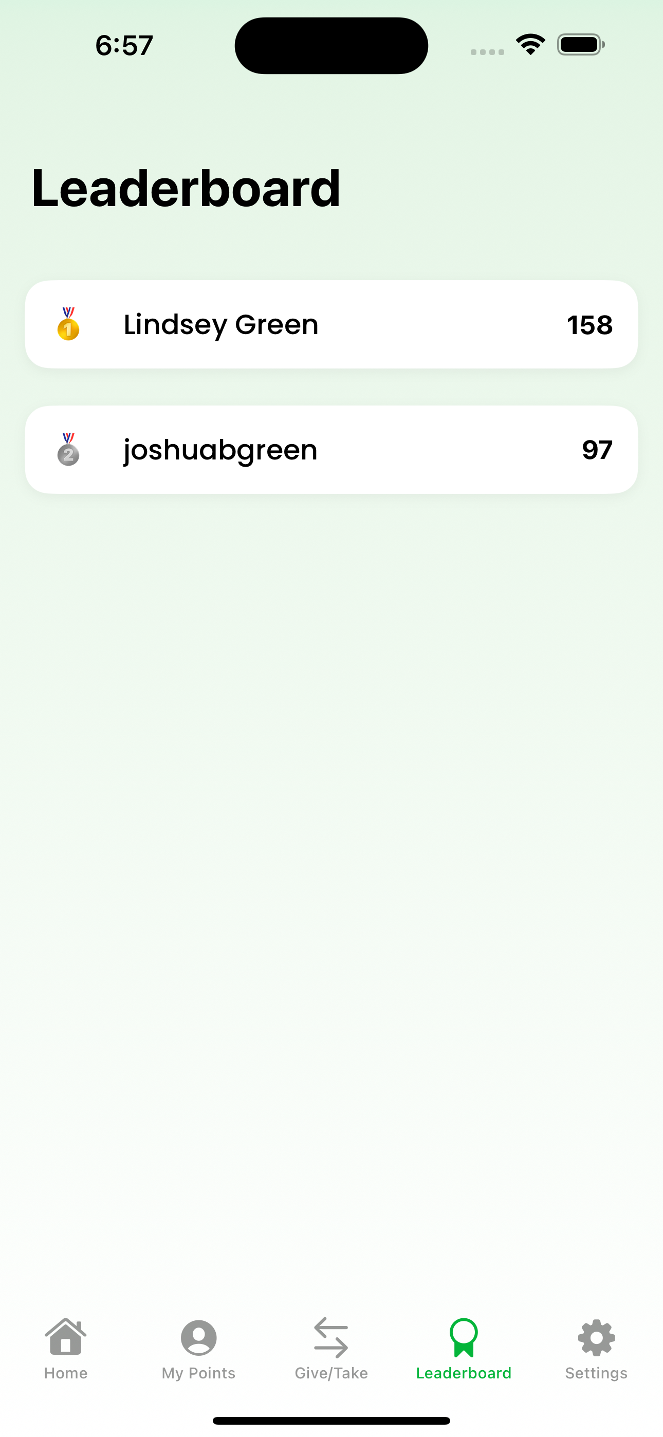 Family Scoreboard App - Timeline